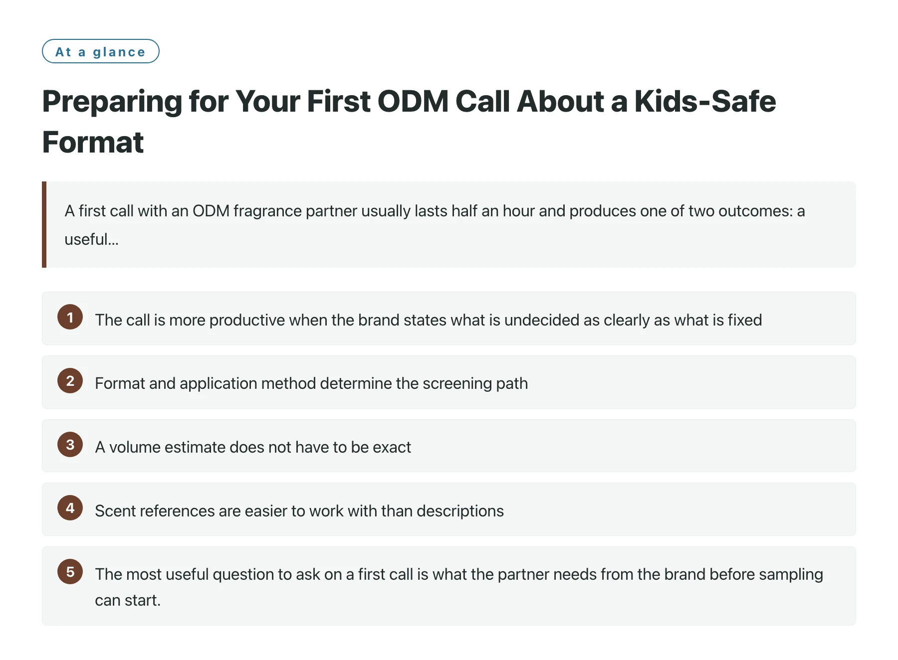 Preparing for Your First ODM Call About a Kids-Safe Format——全文要点速览